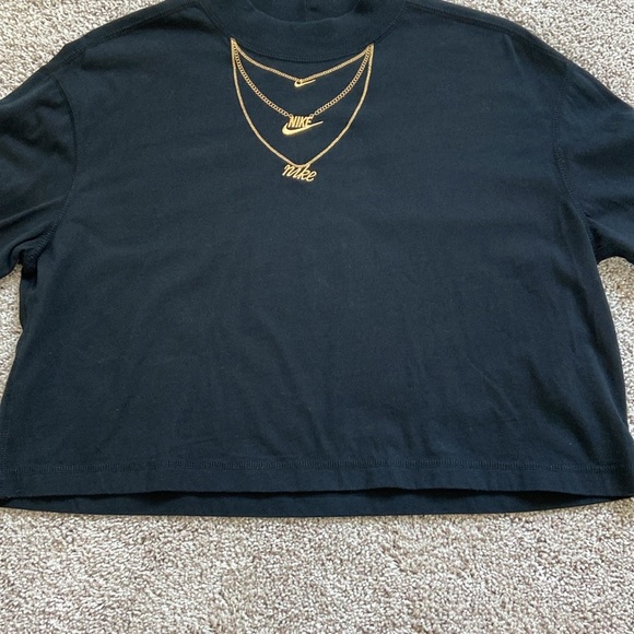 Nike • Black Long Sleeve Mock Neck Gold Embroidered Chains - Picture 5 of 13